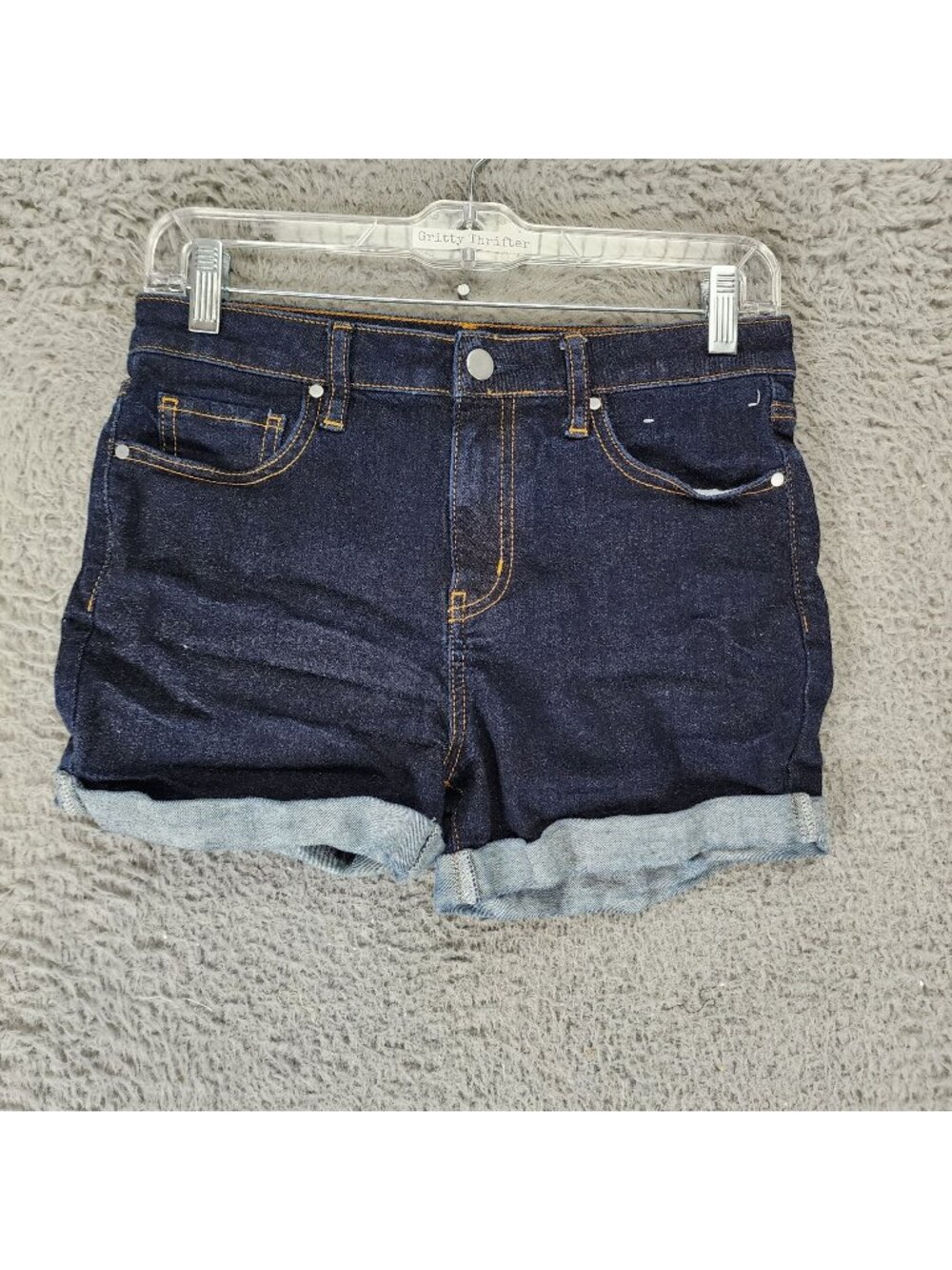 Muji Shorts Womens Small Blue Stretch Denim Cuffed Jean Jorts